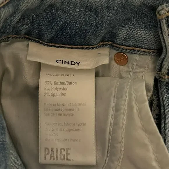 Paige Cindy Distressed Skinny Jeans Light Wash Stretch Denim Size 25 - Picture 6 of 7